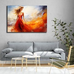 Woman Painting, Abstract Colorful Rainbow Female Painting, Beautiful Modern Art