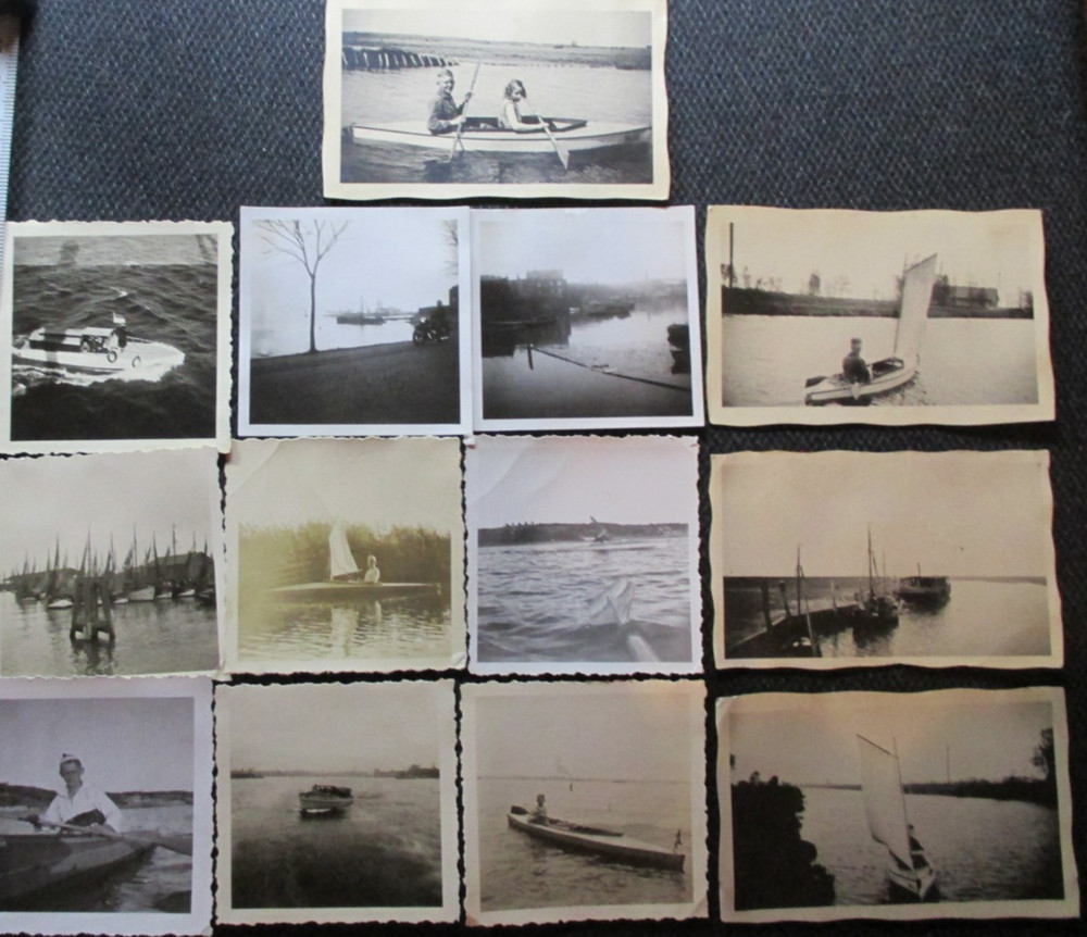 Heritage private photo small Collection circa 1940 13x on the road by boat sailboat ship