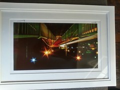 Orig. AP dramatic art photo of nighttime highway, signed/framed