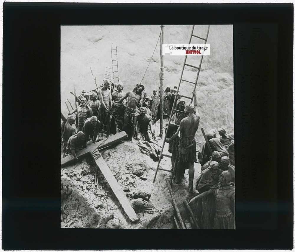 Preparation Of The Crucifixion, Photo Glass Plaque, Black & White, 8.5X10 Cm