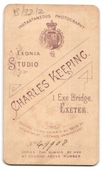 Photograph C. Keeping, Exeter, portrait middle-class lady with hood