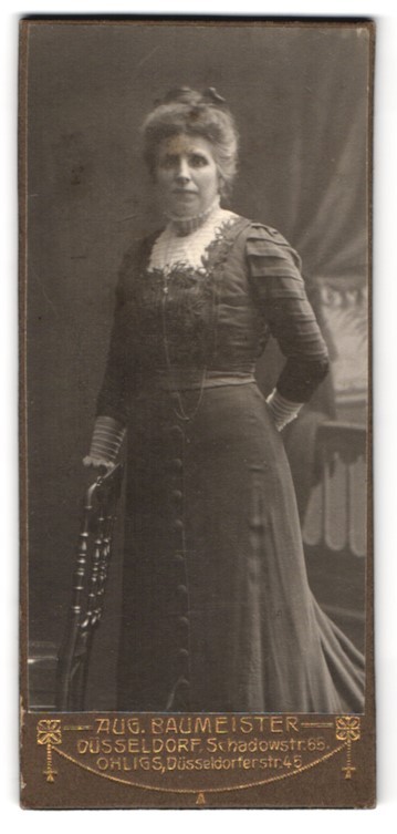 Photograph Aug. Baumeister, Düsseldorf, Schadowstr. 65, Elegant Lady With Chair