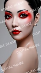 Digital Art Picture Image Photo Wallpaper Background Desktop AI Asian Woman Red