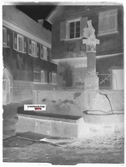 Heiligenstein Fountain, Plate Glass Photo, Negative Antique Black & White