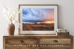 Storm Photography Print: Kansas Prairie Thunderstorm Lightning Stormy Sky Photo
