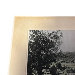 Signed Hand-Colored Rural Landscape Cabin Photograph Matted Vintage Art