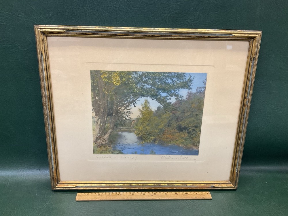 Signed Wallace Nutting 1921 «An Autumn Canopy» Hand Colored Photo ~ Framed