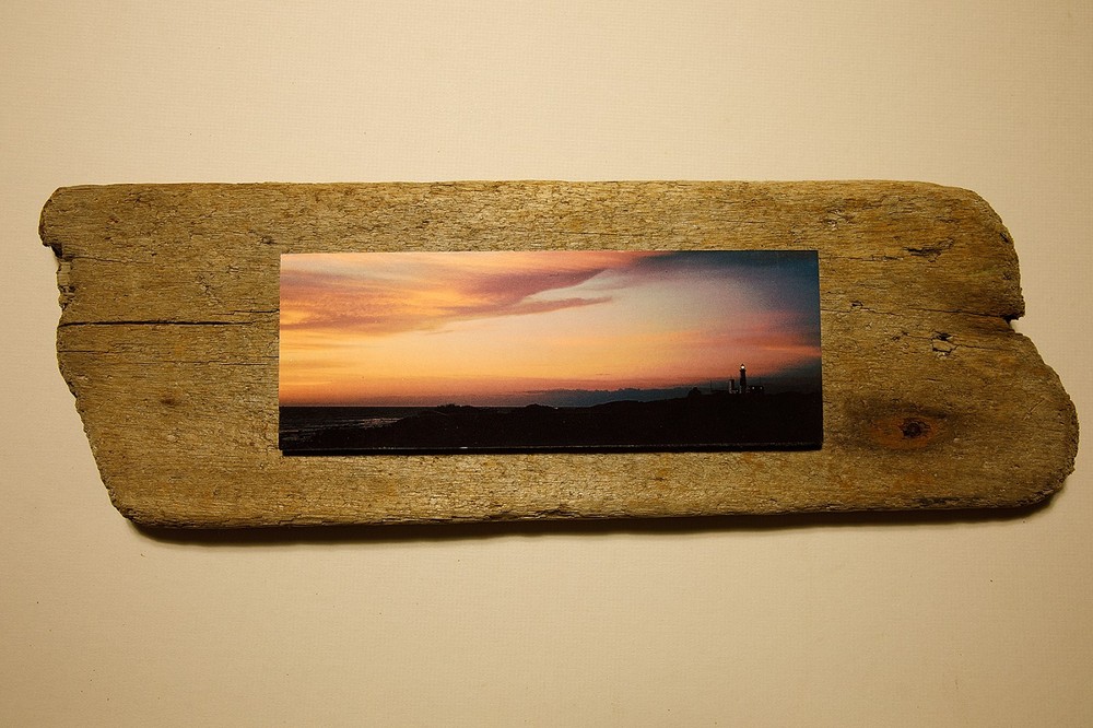 Driftwood Mounted Seascape – Montauk Point Lighthouse Sunset, New York