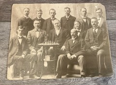 Antique 1890s Dallas TX Chess Club Photo – Clifton Church Photographer – 9.4×7.5