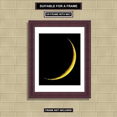 8×10 inch Setting Moon Decor Print at 5 Percent Waxing Crescent Phase M8561