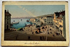 orig. CDV photo lithograph around 1860 Rorschach port Dikenmann Zurich