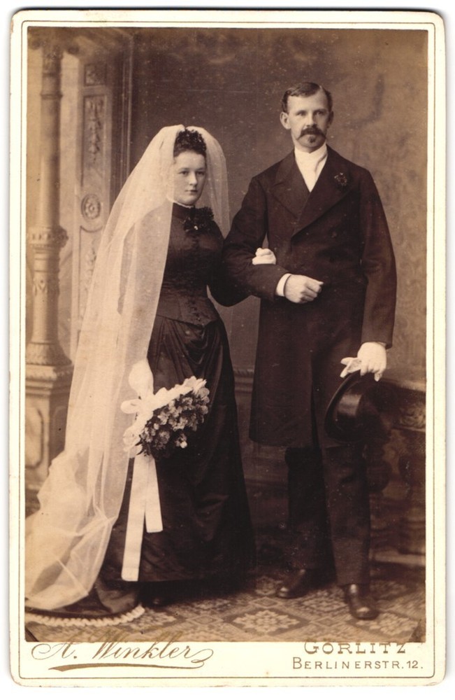 Photograph A. Winkler, Görlitz, Berlinerstr. 12, married couple on wedding anniversary in sch