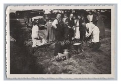 Ausflug mit Bus – Kochen Rast Freizeit – Altes Foto 1930er
