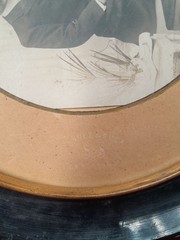 D-200. Antique Photograph Couple. Black Oval Frame. 19th Century