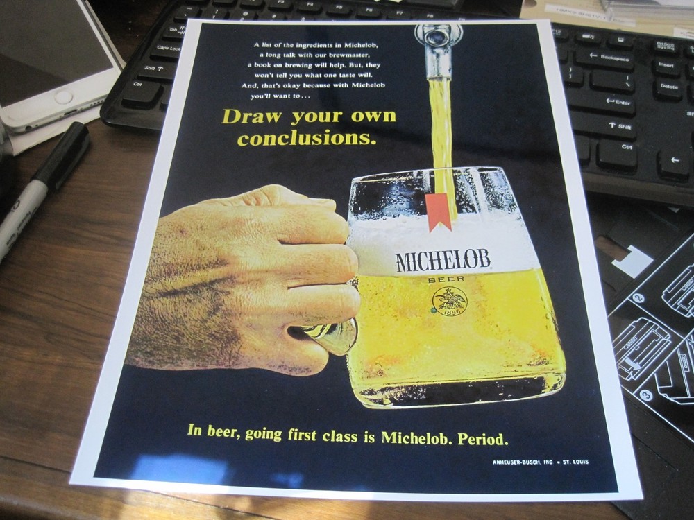 1968 Michelob Beer Advertising reprint 8.5X11 glossy paper