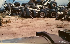 VINTAGE AIRCRAFT AIRPLANE SALVAGE SCRAPYARD SURREAL LANDSCAPE COLOR PHOTOGRAPH