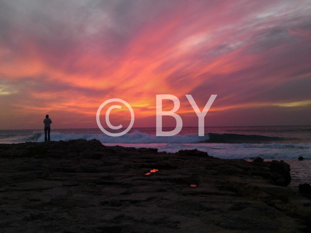 Photo Digital Product Illustration. Sunset at Rosh-HaNikra beach, Israel.