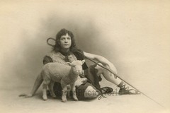 Actor as shepherd with sheep beautiful antique art photo