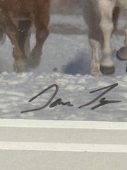 Tri Photo Horse Themed Piece In Wood Frame Signed