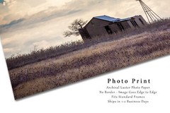 Country Photography Print – Picture of Abandoned House and Windmill in Oklahoma