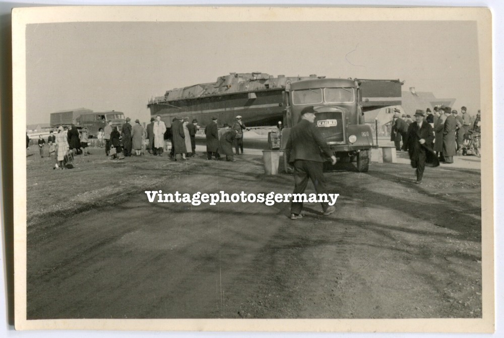 K8693 Photo 1949 Tractor Truck Kaelble Heavy Transport Warship Speedboat