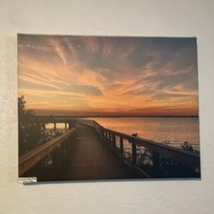 Color Landscape Photograph Print Sunset Over Pier Seascape Nautical Theme