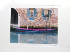 Photograph Boat in Canal Probably Venice Framed Signed Medium