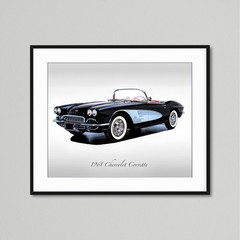 Classic Car – 1961 Chevy Corvette in Tuxedo Black – Muscle Car – Print