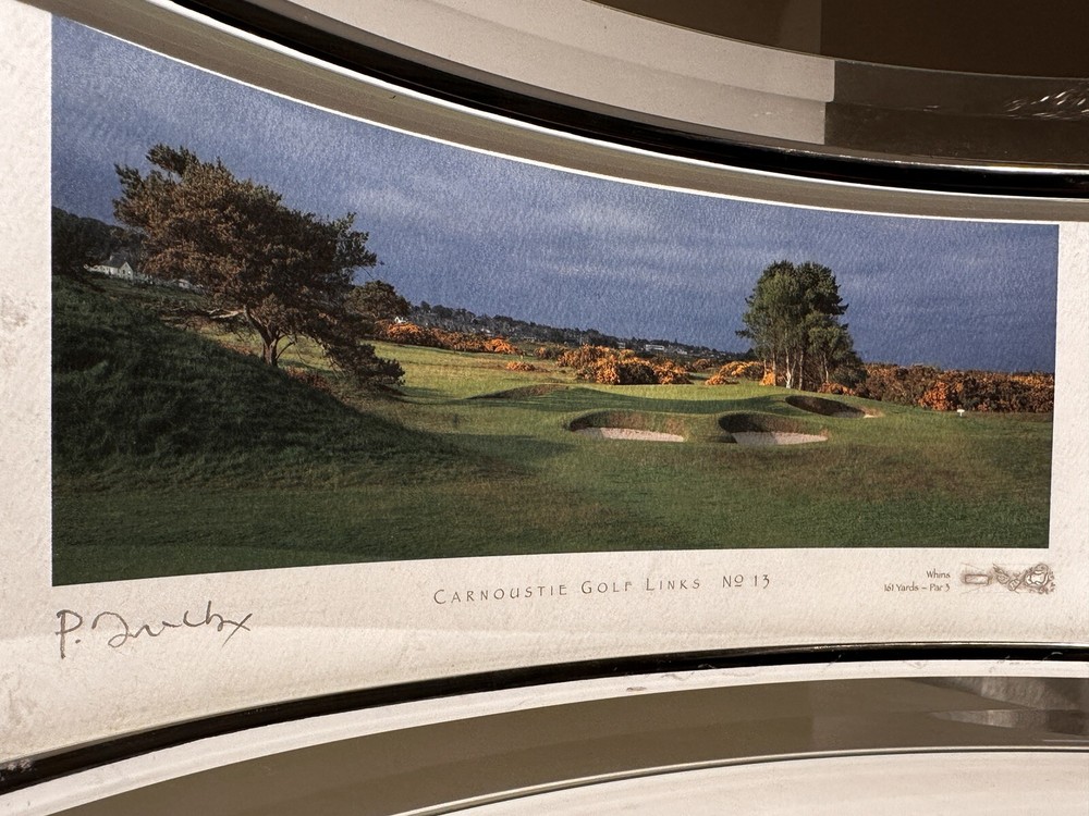 Carnoustie Hole 13 Par 3 Photographed And Signed By Pat Drickey 4”x10” Framed