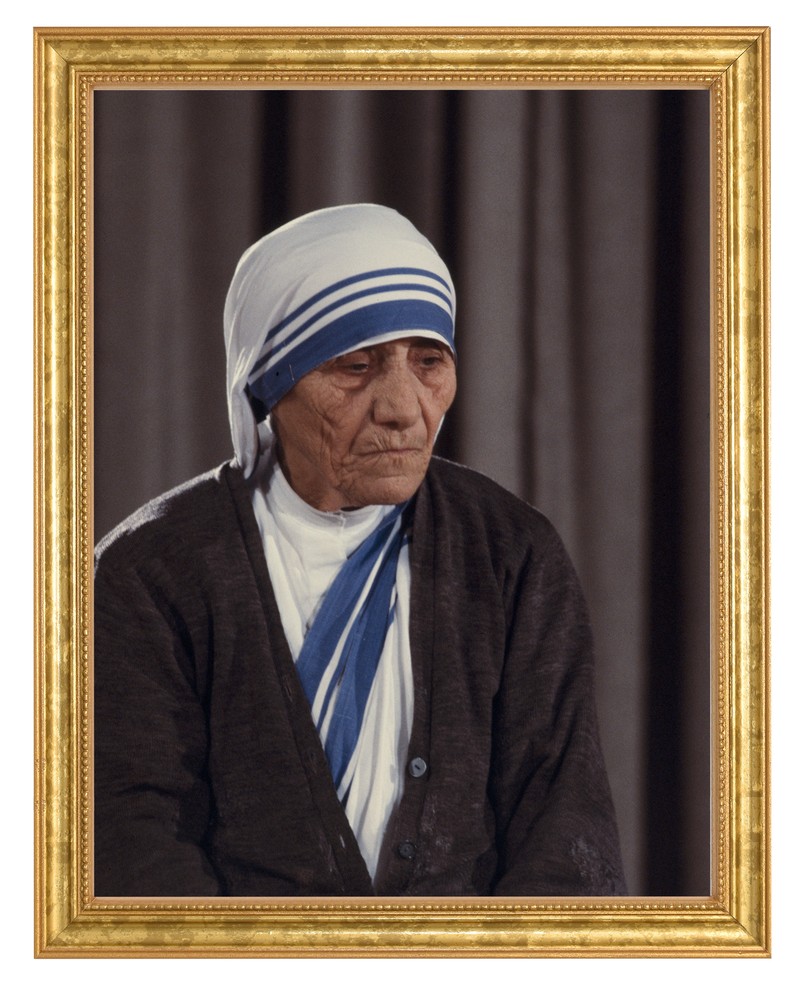 Mother Teresa Photograph in a Aged Gold Frame