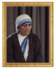 Mother Teresa Photograph in a Aged Gold Frame
