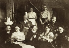 family w wine, photo from broken glass negative, unusual, rare, Vintage fine art