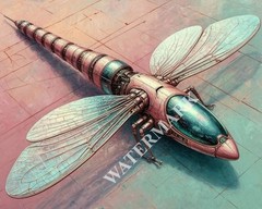 2 Digital Images Steampunk Mechanical Dragonfly Wallpaper Desktop Wall Art B61