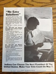 1968 CAMPAIGN POSTER INDIANA PRIMARY RFK ROBERT BOBBY KENNEDY UNION RARE VTG