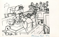 1964 RARE John Olday Real Photo SIGNED Satirical Cartoon Court Scene POSTCARD