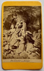 orig. CDV Litho Photo Photograph Sage History Theme Circa 1865 Children In The Woods