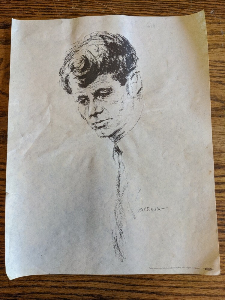 1968 RFK ROBERT BOBBY KENNEDY POSTER INDIANA ART RARE VTG JOHN LIVENGOOD
