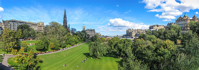 Edinburgh Panorama / Panoramic- Princess Street Gardens apprx. 1×3 feet!