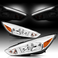 Headlights Assembly Compatible with 2015 2016 2017 2018 Ford Focus Halogen Model