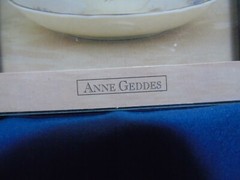 1997 Anne Geddes, BABY IN A TEA CUP 5 x 5 inch Picture Framed