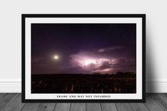 Night Sky Print – Picture of Storm Cloud with Lightning and Moon in Oklahoma