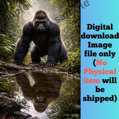 Gorilla in jungle Creative picture background for print photo New image AI art