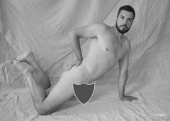 Nude male art model photographic prints, 1 color, 3 greyscale 5×7″