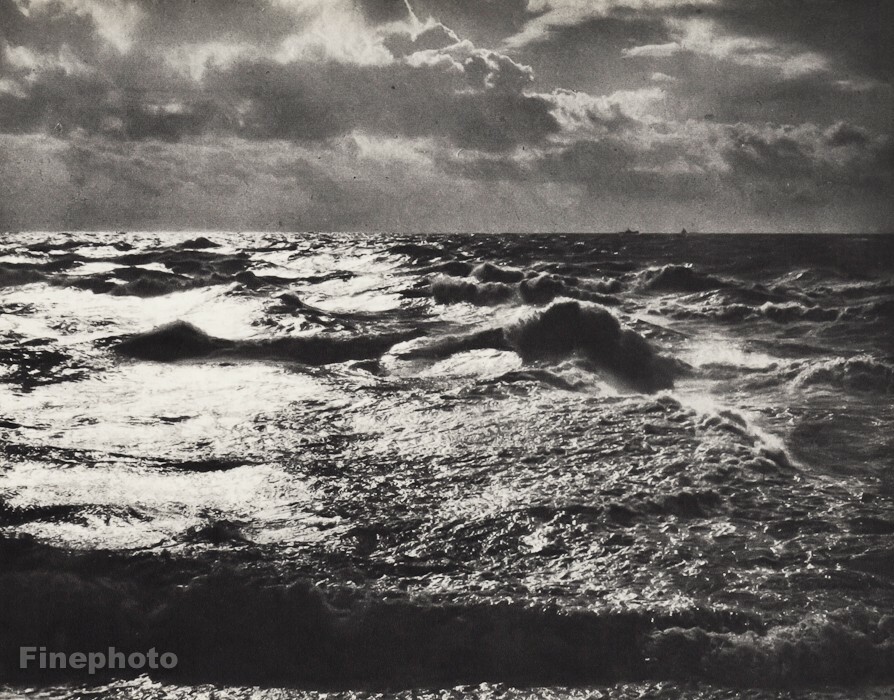 1947 Original Rene Jacques Evening Ocean Wave Seascape Vintage Photo Gravure Art