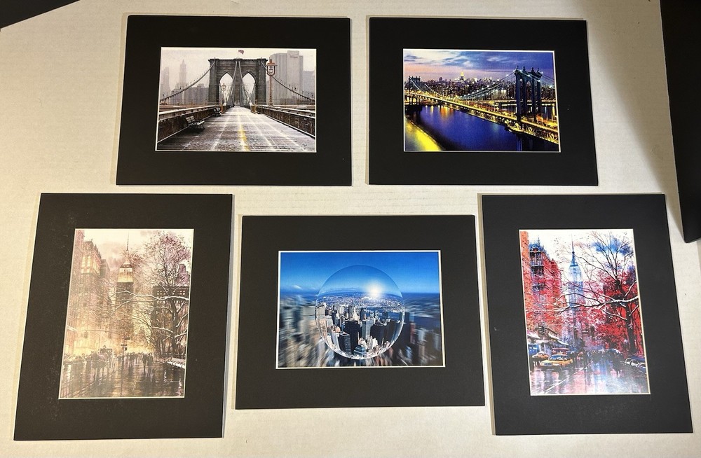 Lot Of 5 Matted Photo Prints Of NYC New York City Skyline 8×10