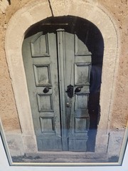 R.A. Rocz Photography Art Green Door With Distressed Faux Wood Frame