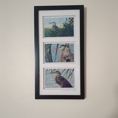 Great Blue Heron Art Prints Framed Signed S. Gooch 2008 Vertical Wildlife Wall