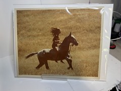 Analog Photo Beautiful Woman Riding Horse Bareback In Field Lot Of 2 Different