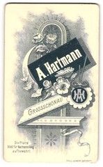 Photography A. Hartmann, Grossschönau, monogram of the photographer as pendant Neb