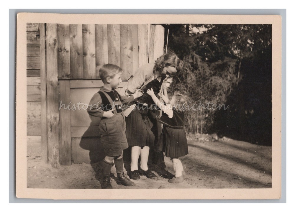 Mother with Children & Dog – Vintage Photo